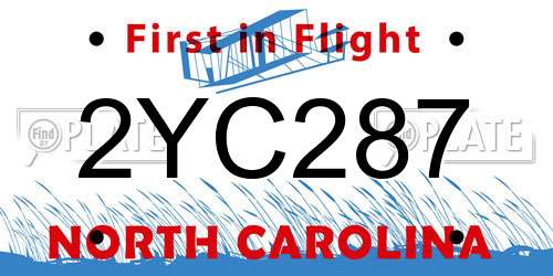 2YC287 North Carolina License Plate