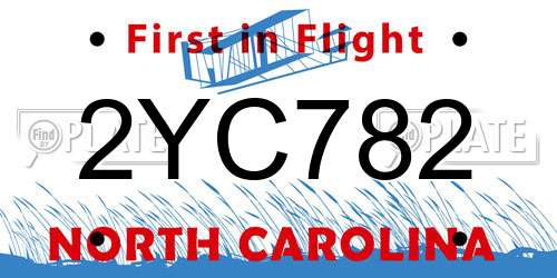 2YC782 North Carolina License Plate