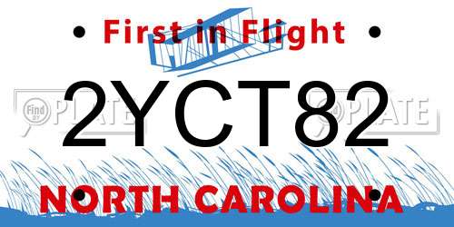 2YCT82 North Carolina License Plate