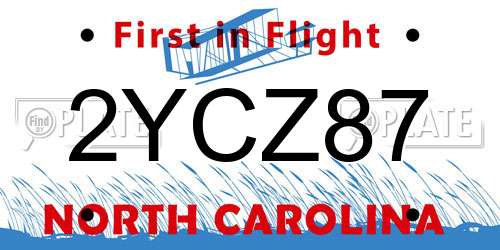 2YCZ87 North Carolina License Plate