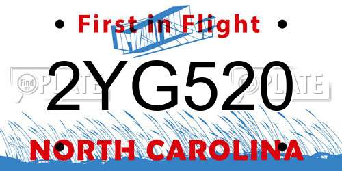 2YG520 North Carolina License Plate
