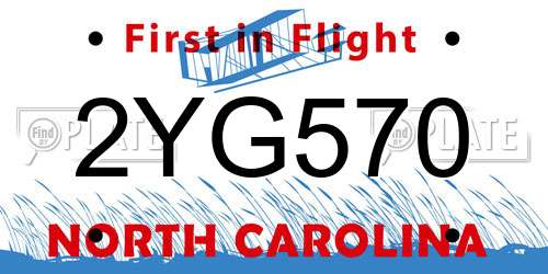 2YG570 North Carolina License Plate