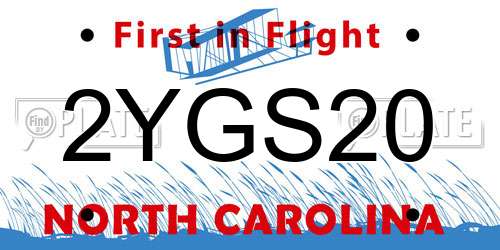 2YGS20 North Carolina License Plate
