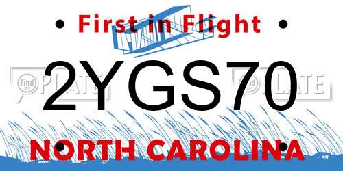 2YGS70 North Carolina License Plate