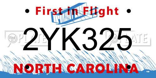 2YK325 North Carolina License Plate