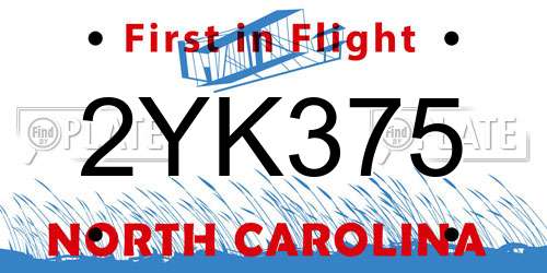 2YK375 North Carolina License Plate