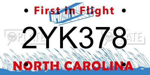 2YK378 North Carolina License Plate