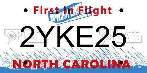 2YKE25 North Carolina License Plate