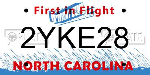 2YKE28 North Carolina License Plate