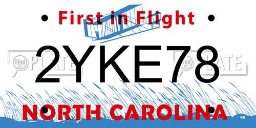 2YKE78 North Carolina License Plate