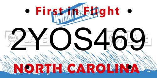 2YOS469 North Carolina License Plate