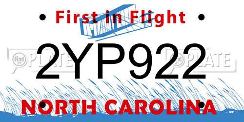 2YP922 North Carolina License Plate
