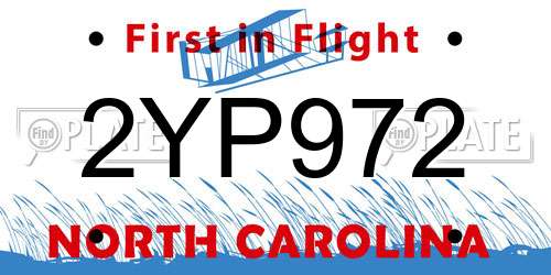 2YP972 North Carolina License Plate