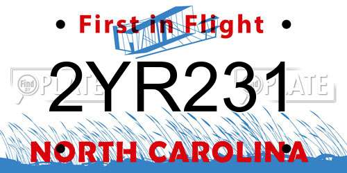 2YR231 North Carolina License Plate