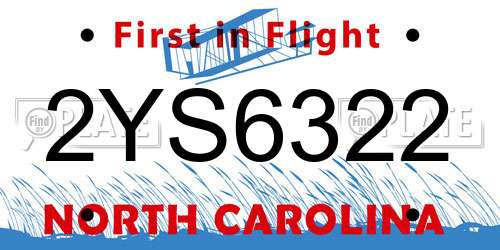 2YS6322 North Carolina License Plate