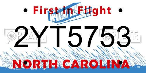 2YT5753 North Carolina License Plate