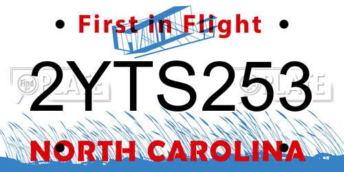 2YTS253 North Carolina License Plate