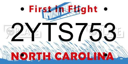 2YTS753 North Carolina License Plate