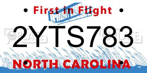 2YTS783 North Carolina License Plate