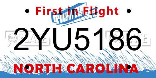 2YU5186 North Carolina License Plate