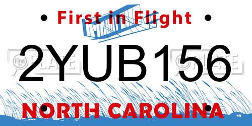 2YUB156 North Carolina License Plate