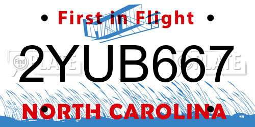 2YUB667 North Carolina License Plate