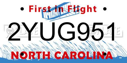 2YUG951 North Carolina License Plate