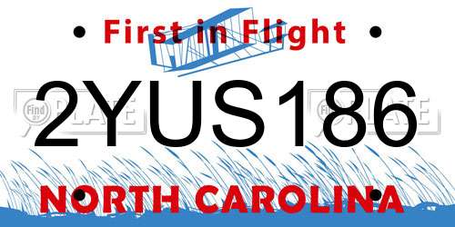 2YUS186 North Carolina License Plate