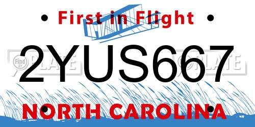 2YUS667 North Carolina License Plate