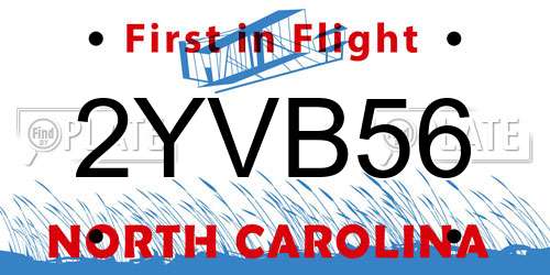 2YVB56 North Carolina License Plate