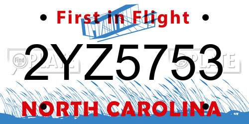 2YZ5753 North Carolina License Plate