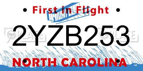 2YZB253 North Carolina License Plate