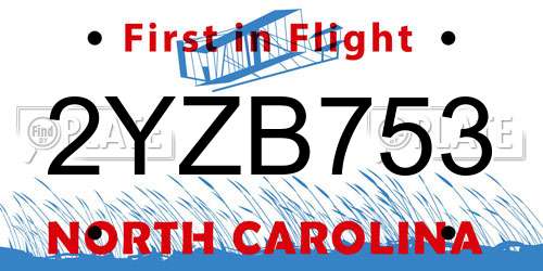 2YZB753 North Carolina License Plate