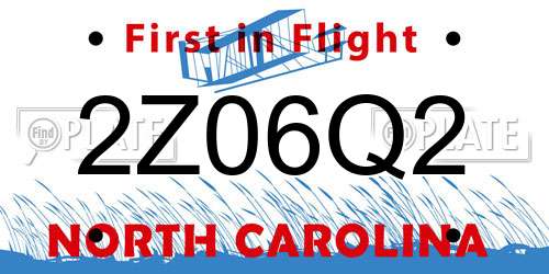2Z06Q2 North Carolina License Plate
