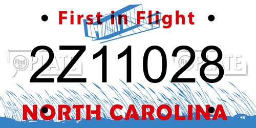 2Z11028 North Carolina License Plate