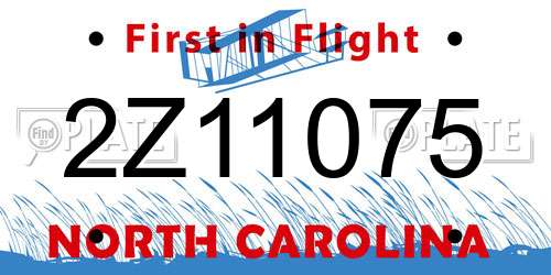 2Z11075 North Carolina License Plate
