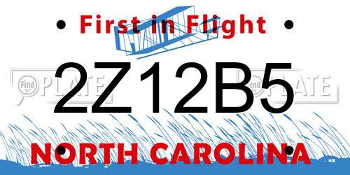 2Z12B5 North Carolina License Plate