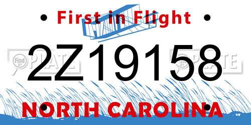 2Z19158 North Carolina License Plate