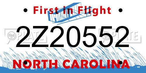 2Z20552 North Carolina License Plate