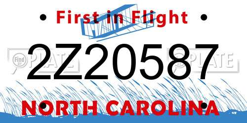 2Z20587 North Carolina License Plate