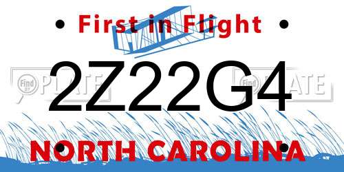 2Z22G4 North Carolina License Plate