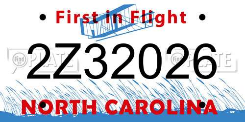 2Z32026 North Carolina License Plate