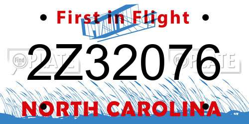2Z32076 North Carolina License Plate