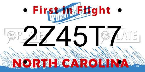 2Z45T7 North Carolina License Plate