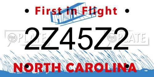 2Z45Z2 North Carolina License Plate