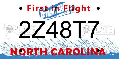 2Z48T7 North Carolina License Plate
