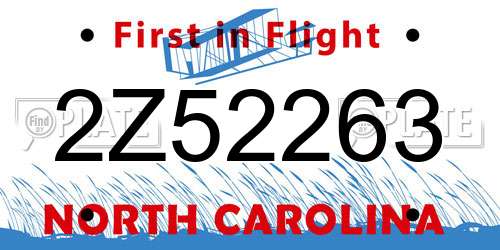 2Z52263 North Carolina License Plate