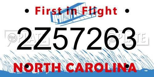 2Z57263 North Carolina License Plate