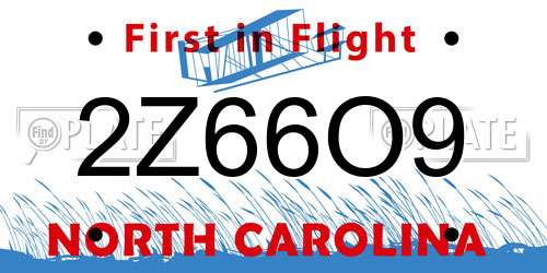 2Z66O9 North Carolina License Plate
