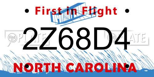 2Z68D4 North Carolina License Plate
